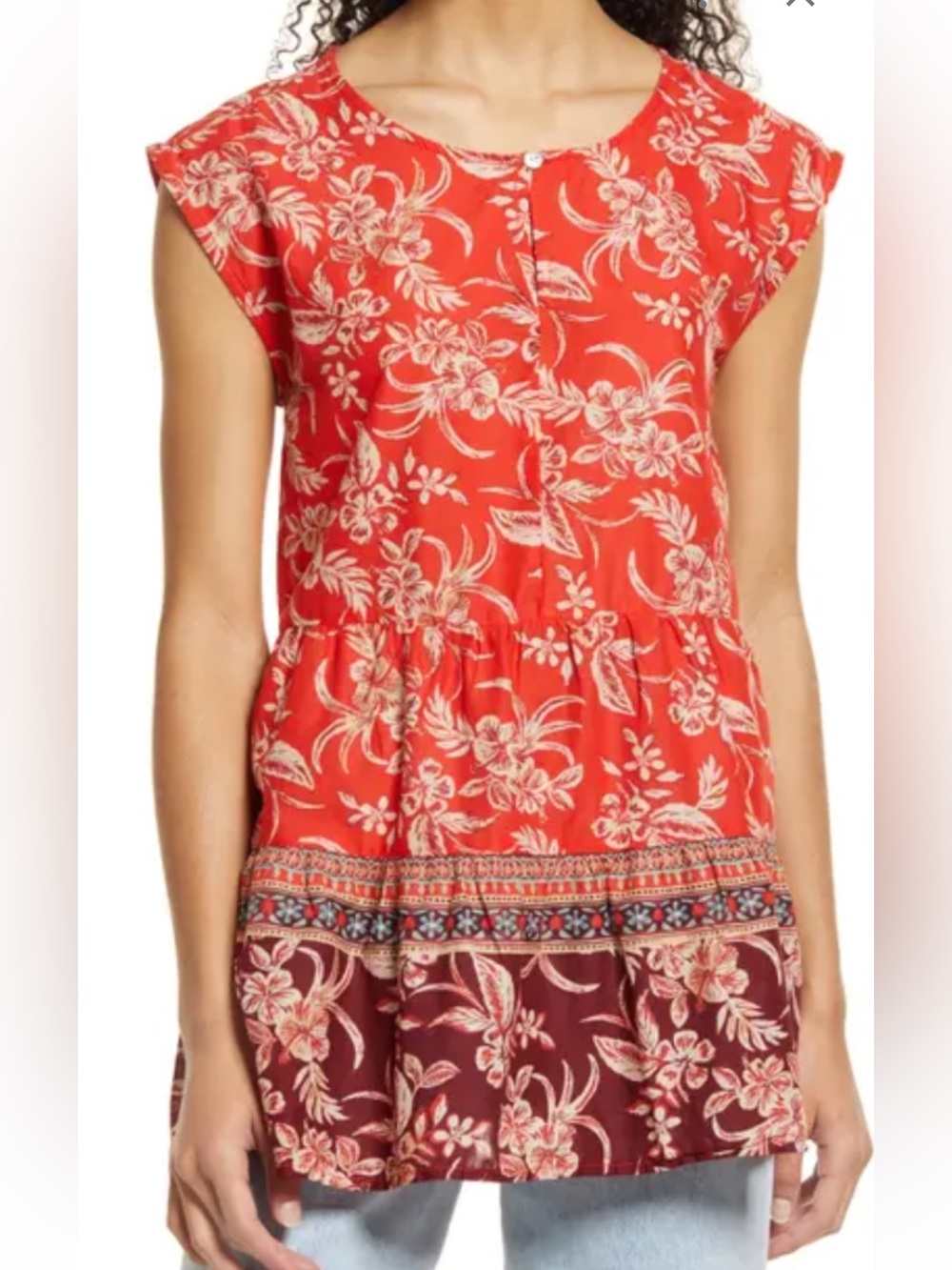 beachlunchlounge tiered cap sleeve shirt